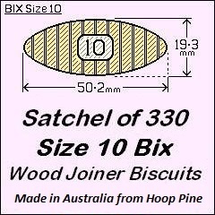 1 Satchel of 330, Size 10 Bix Wood Biscuit Joiners