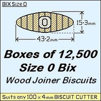 1 Box of 12,500 Size 0 Bix Wood Biscuit Joiners