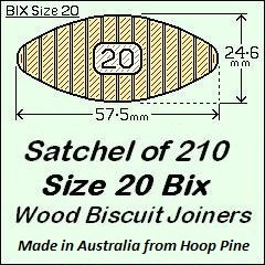 1 Satchel of 210, Size 20 Bix Wood Biscuit Joiners