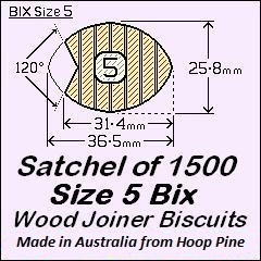 1 Satchel of 1500, Size 5 Bix Wood Biscuit Joiners