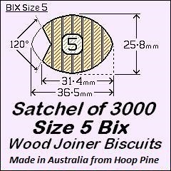 1 Satchel of 3000, Size 5 Bix Wood Biscuit Joiners