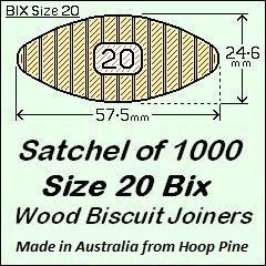 1 Satchel of 1000 Size 20 Bix Wood Biscuit Joiners