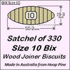 1 Satchel of 330, Size 10 Bix Wood Biscuit Joiners