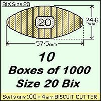 10 Boxes of 1000, Size 20 Bix Wood Biscuit Joiners