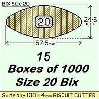 15 Boxes of 1000, Size 20 Bix Wood Biscuit Joiners