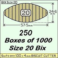 250 Boxes of 1000, Size 20 Bix Wood Biscuit Joiners