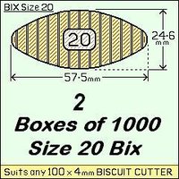 2 Boxes of 1000, Size 20 Bix Wood Biscuit Joiners