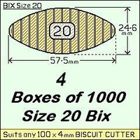 4 Boxes of 1000, Size 20 Bix Wood Biscuit Joiners