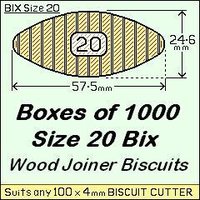 1 Box of 1000, Size 20 Bix Wood Biscuit Joiners