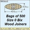 1 Bag of  500, Size 0 Bix Wood Biscuit Joiners