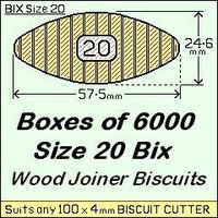 1 Box of 6000, Size 20 Bix Wood Biscuit Joiners