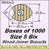 1 Bag of 1000, Size 5 Bix Wood Biscuit Joiners