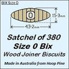 1 Satchel of 380, Size 0 Bix Wood Biscuit Joiners