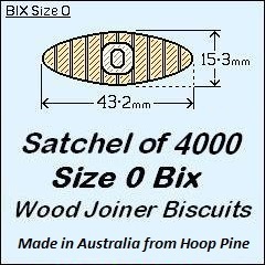 1 Satchel of 4000, Size 0 Bix Wood Biscuit Joiners
