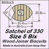 1 Satchel of 330, Size 5 Bix Wood Biscuit Joiners