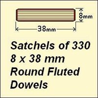 1 Satchel of 330, 8 x 38mm Round Fluted Dowels
