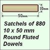 1 Satchel of 880, 10 x 50mm Round Fluted Dowels