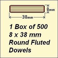 1 Bag of 500, 8 x 38 Round Fluted Dowels