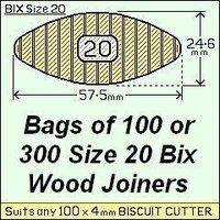 8 Bags of 100 Size 20 Bix Wood Biscuit Joiners