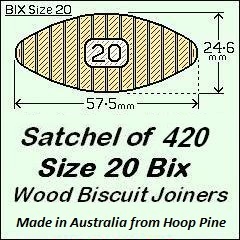 1 Satchel of 420, Size 20 Bix Wood Biscuit Joiners