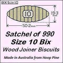 1 Satchel of 990, Size 10 Bix Wood Biscuit Joiners