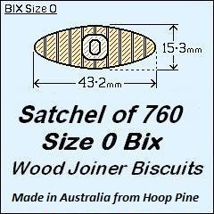 1 Satchel of 760, Size 0 Bix Wood Biscuit Joiners