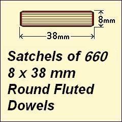 1 Satchel of 660, 8 x 38mm Round Fluted Dowels