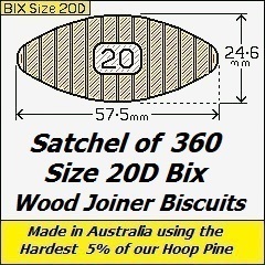 1 Satchel of 360, Size 20D Densest Hoop Pine