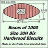 1 Box of 1000, Size 20H Bix Hardwood Biscuits