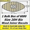 1 Box of 6000, Size 20H Hard Hoop Pine Bix