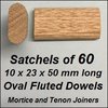 1 Satchel of 60, 10x23 50mm Oval Fluted Dowels