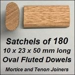 1 Satchel of 180, 10x23 50mm Oval Fluted Dowels