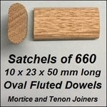 1 Satchel of 660, 10x23 50mm Oval Fluted Dowels