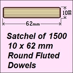 1 Satchel of 1500, 10 x 62mm Round Fluted Dowels