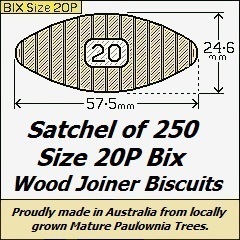 1 Satchel of 250, Size 20P Paulownia Joiners