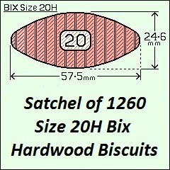 1 Satchel of 1260 Size 20H Hardwood Biscuits